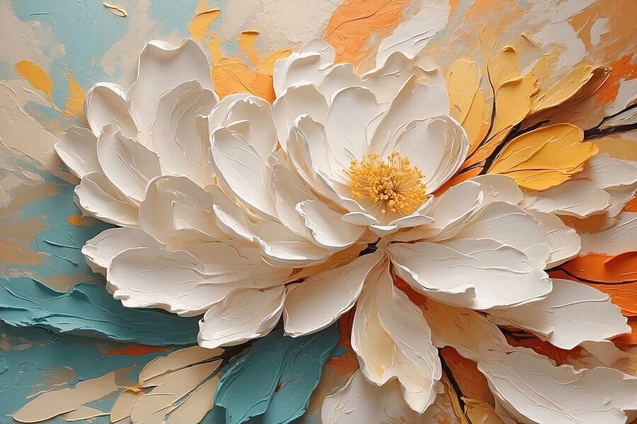 Fleur blanche avec centre jaune