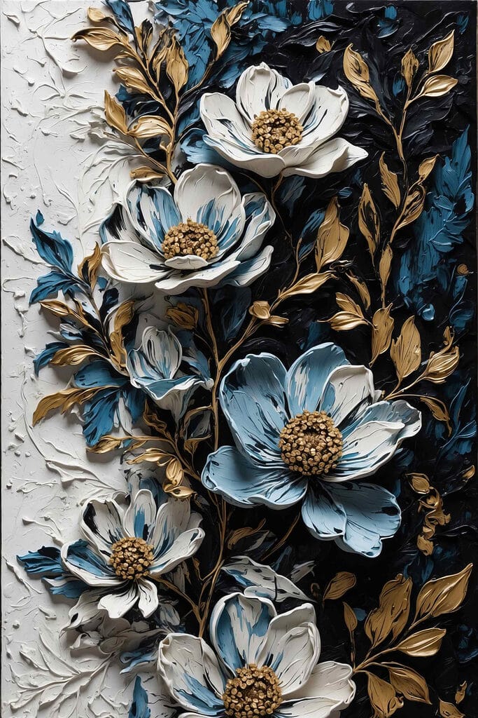 Painting of flowers and leaves