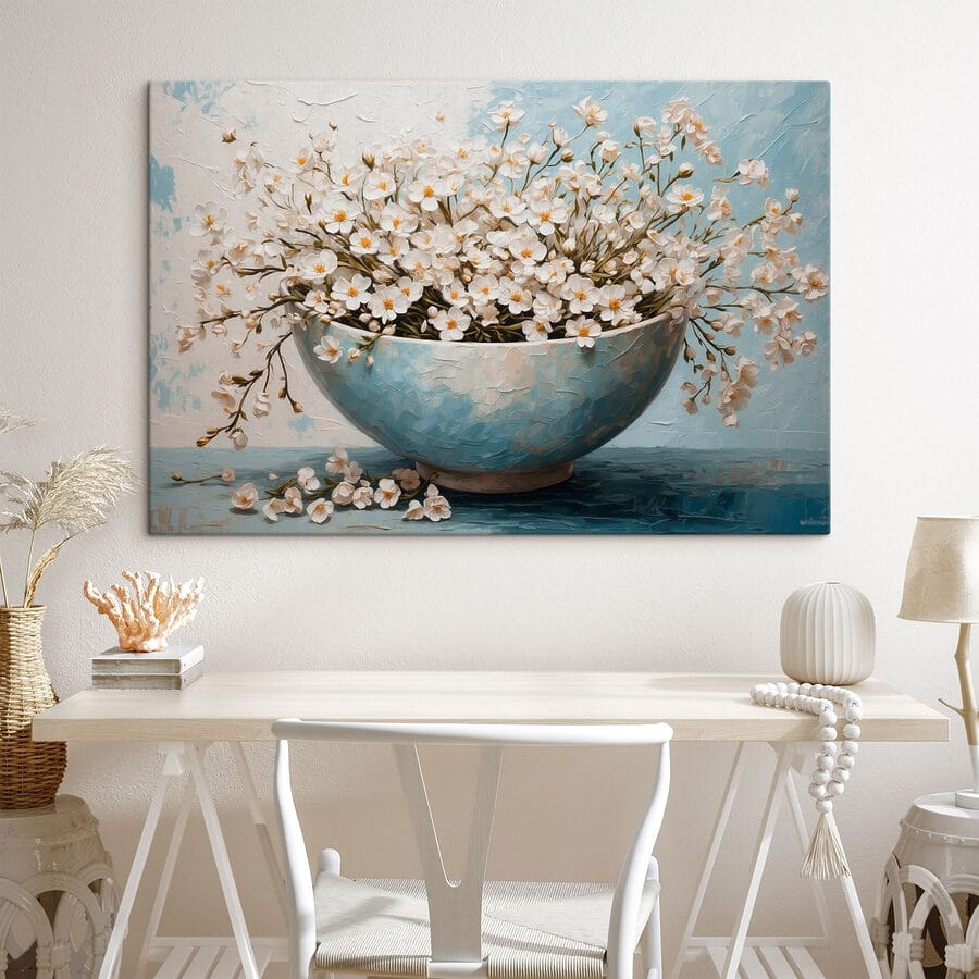 Peinture de fleurs dans un bol