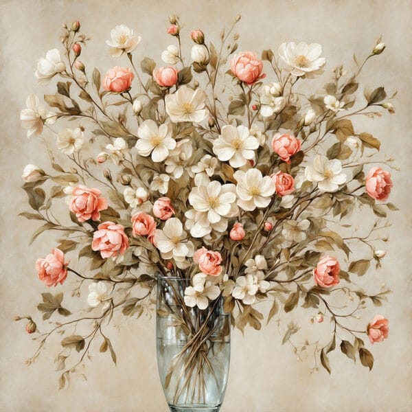 Peinture de fleurs dans un vase Peinture de fleurs dans un vase