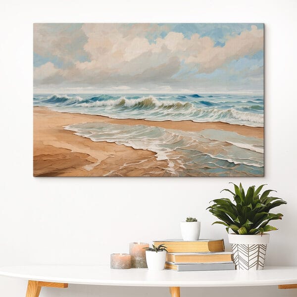 Peinture de vagues s'écrasant sur une plage Peinture de vagues s'écrasant sur une plage