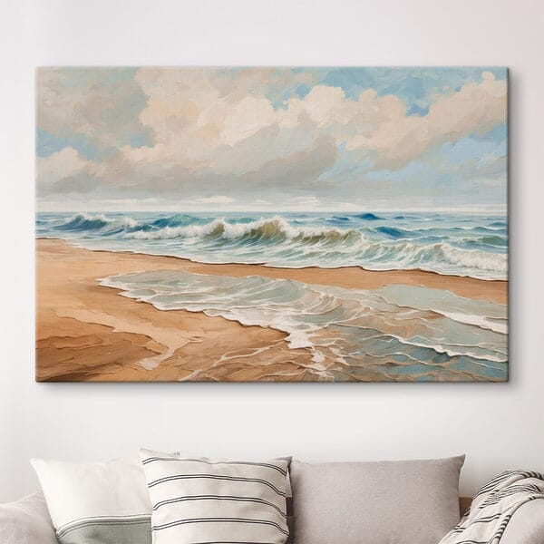 Peinture de vagues s'écrasant sur une plage Peinture de vagues s'écrasant sur une plage