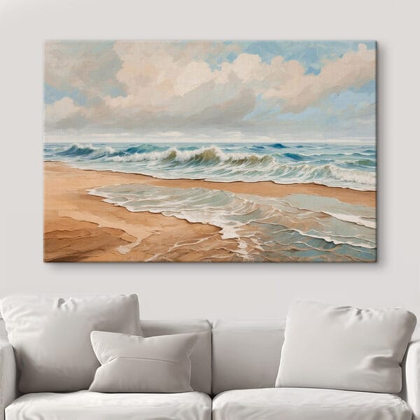 Peinture de vagues s'écrasant sur une plage Peinture de vagues s'écrasant sur une plage