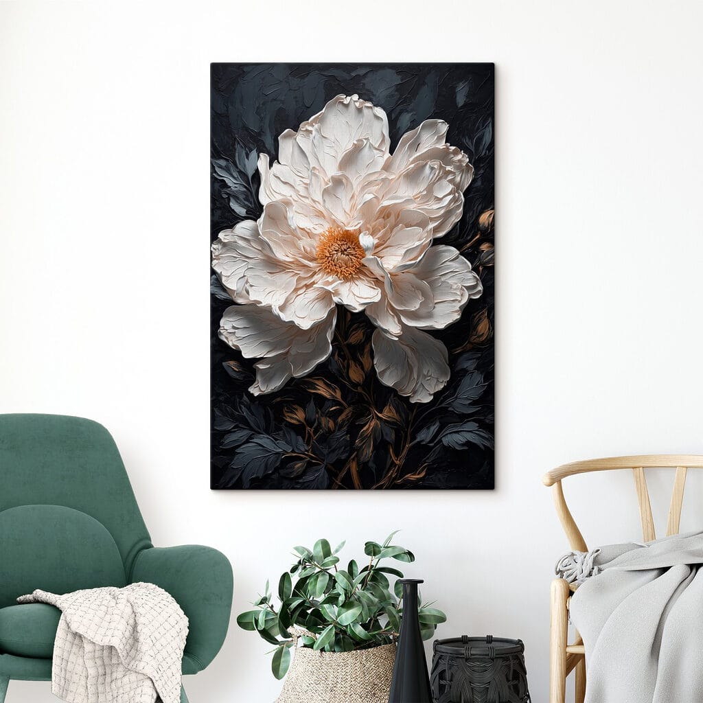 White flower with yellow center White flower with yellow center