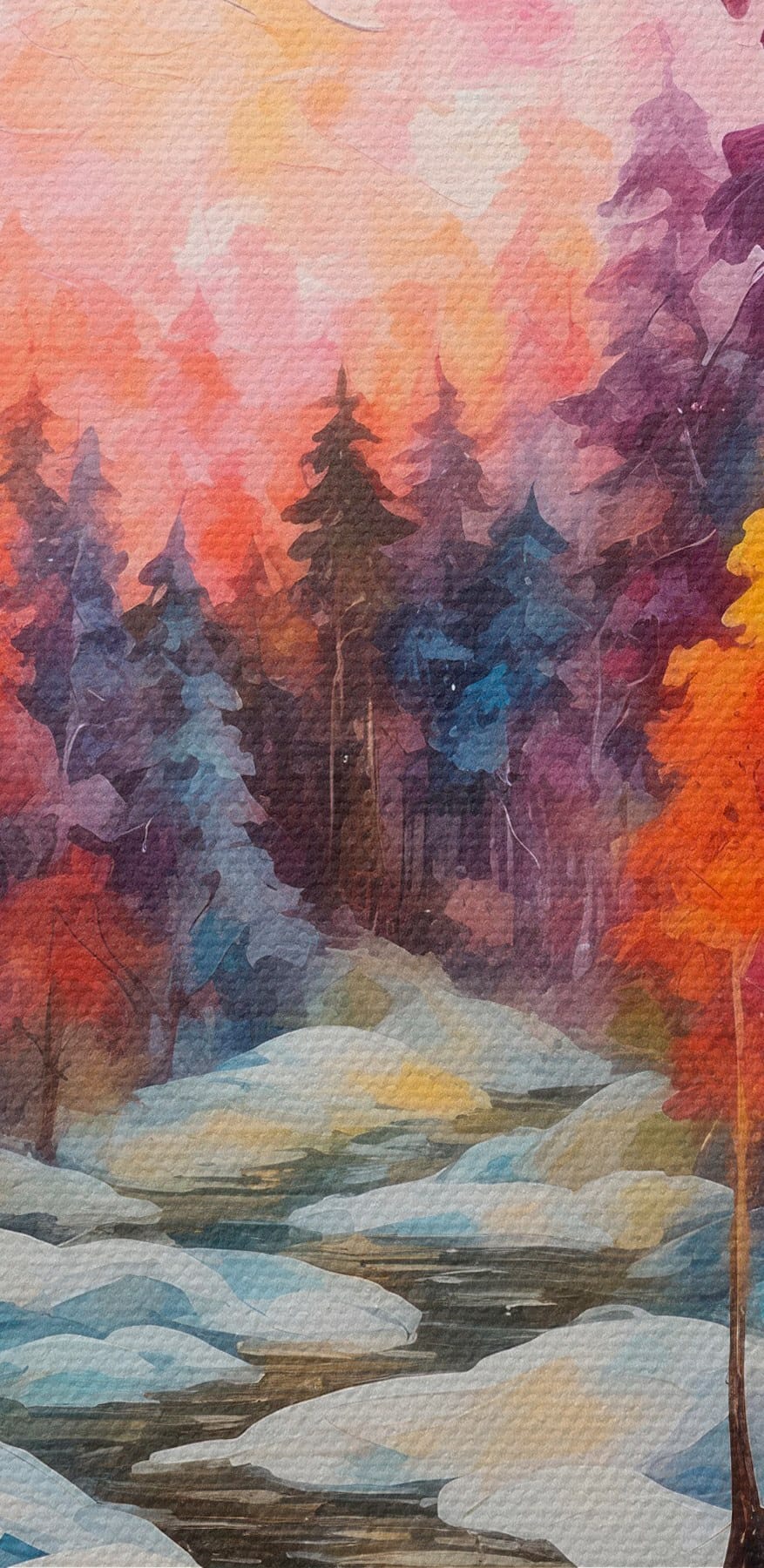 Peinture d'une forêt enneigée Peinture d'une forêt enneigée