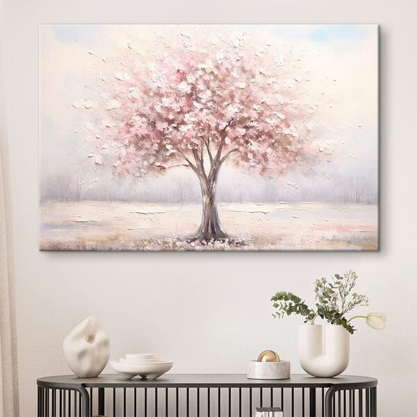 Peinture d'un arbre avec des fleurs roses Peinture d'un arbre avec des fleurs roses