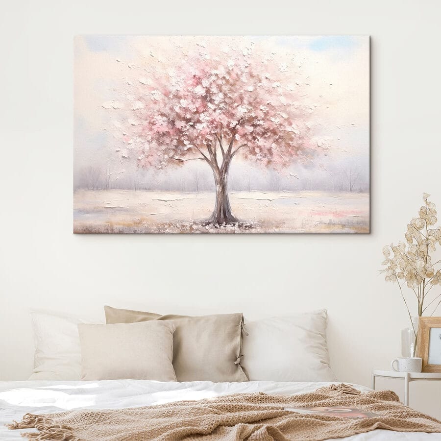 Peinture d'un arbre avec des fleurs roses Peinture d'un arbre avec des fleurs roses