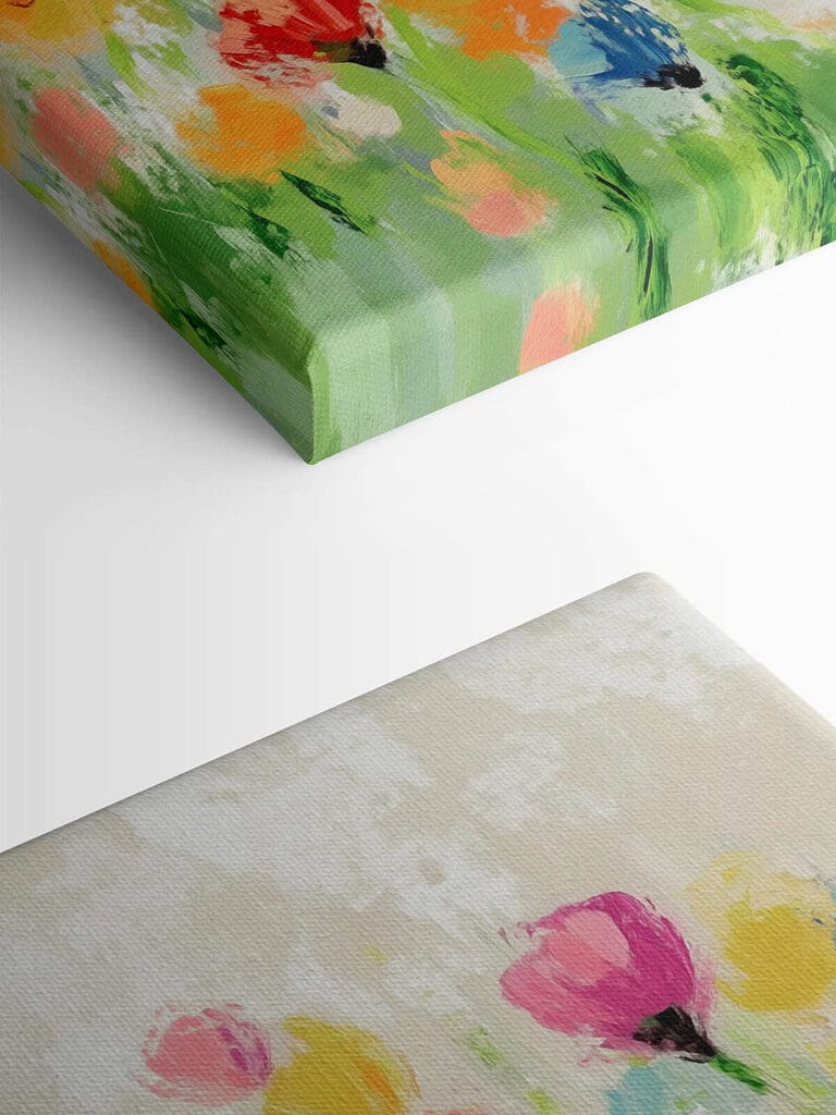 Painting of flowers on a white background