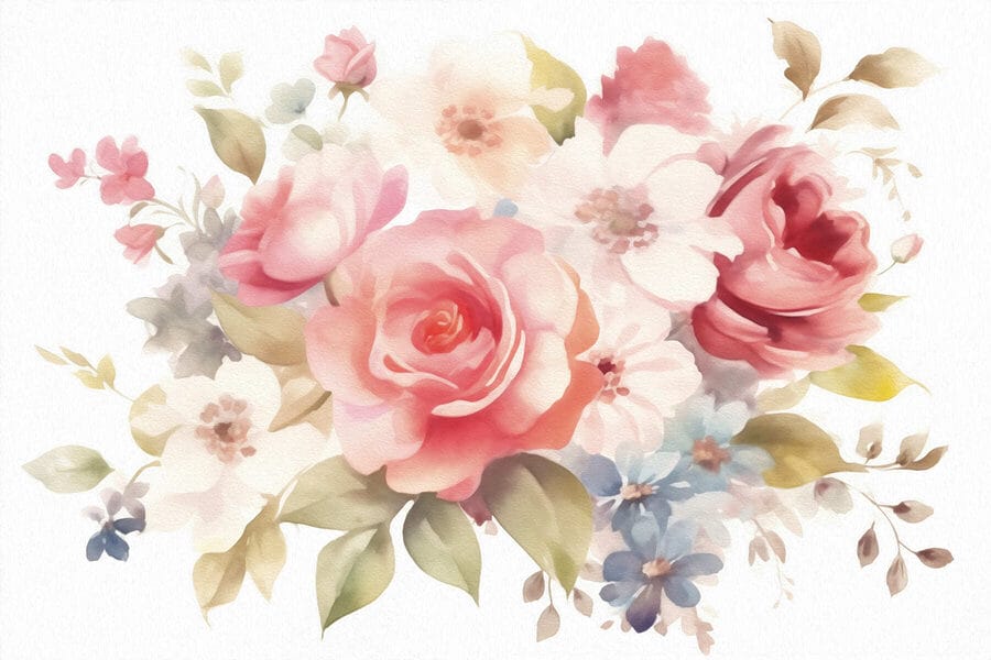 Peinture de fleurs sur fond blanc