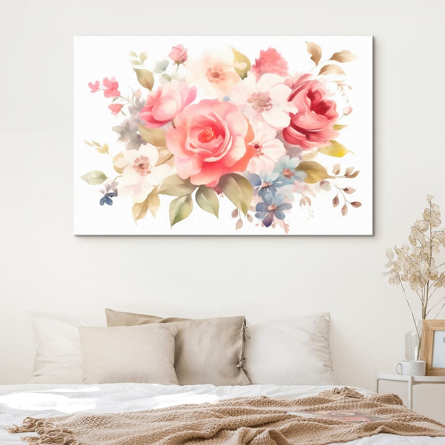 Peinture de fleurs sur fond blanc