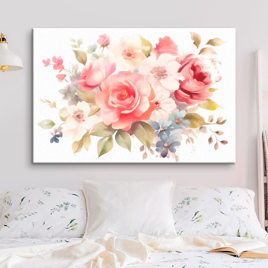 Peinture de fleurs sur fond blanc