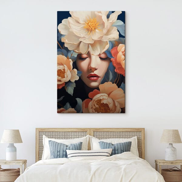 Femme avec des fleurs autour de la tête Femme avec des fleurs autour de la tête