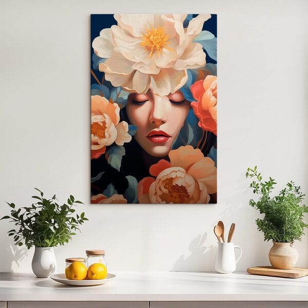 Femme avec des fleurs autour de la tête Femme avec des fleurs autour de la tête