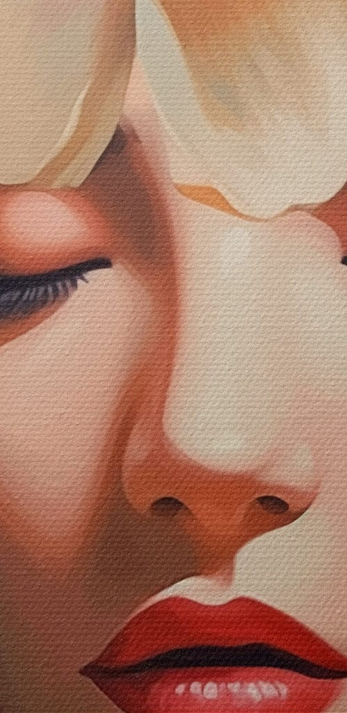 Woman with flowers around her head