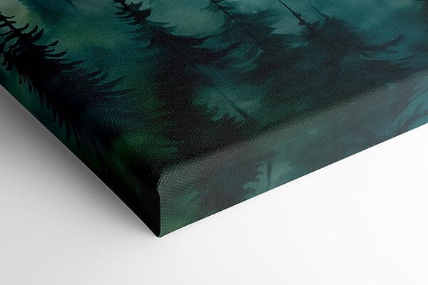 Peinture d'une chaîne de montagnes avec des arbres et du brouillard Peinture d'une chaîne de montagnes avec des arbres et du brouillard