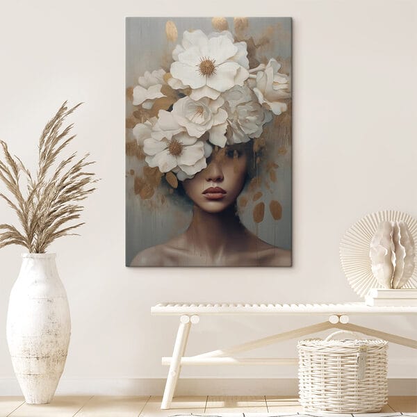 Peinture d'une femme avec des fleurs sur la tête Peinture d'une femme avec des fleurs sur la tête