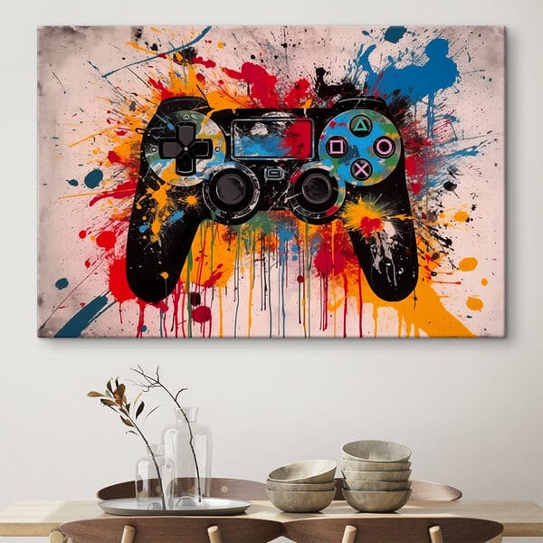 Contrôleur de jeu vidéo avec des éclaboussures de peinture Contrôleur de jeu vidéo avec des éclaboussures de peinture