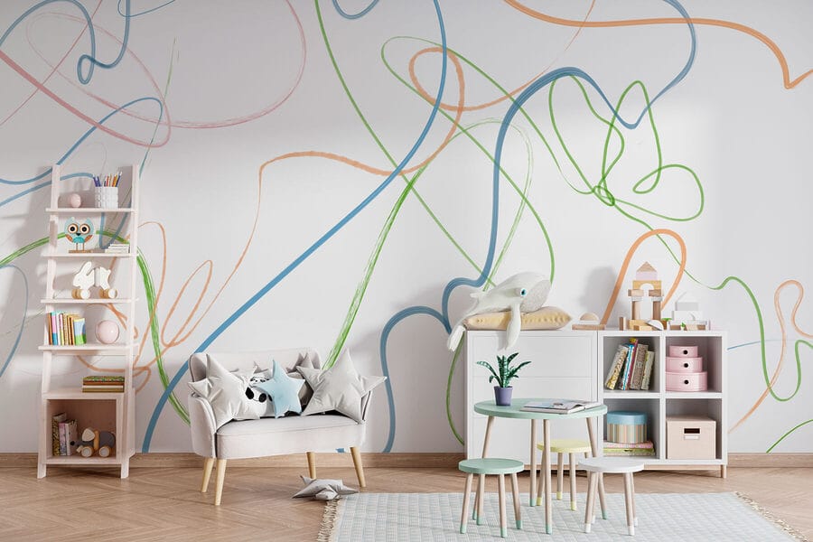 Lignes colorées sur fond blanc