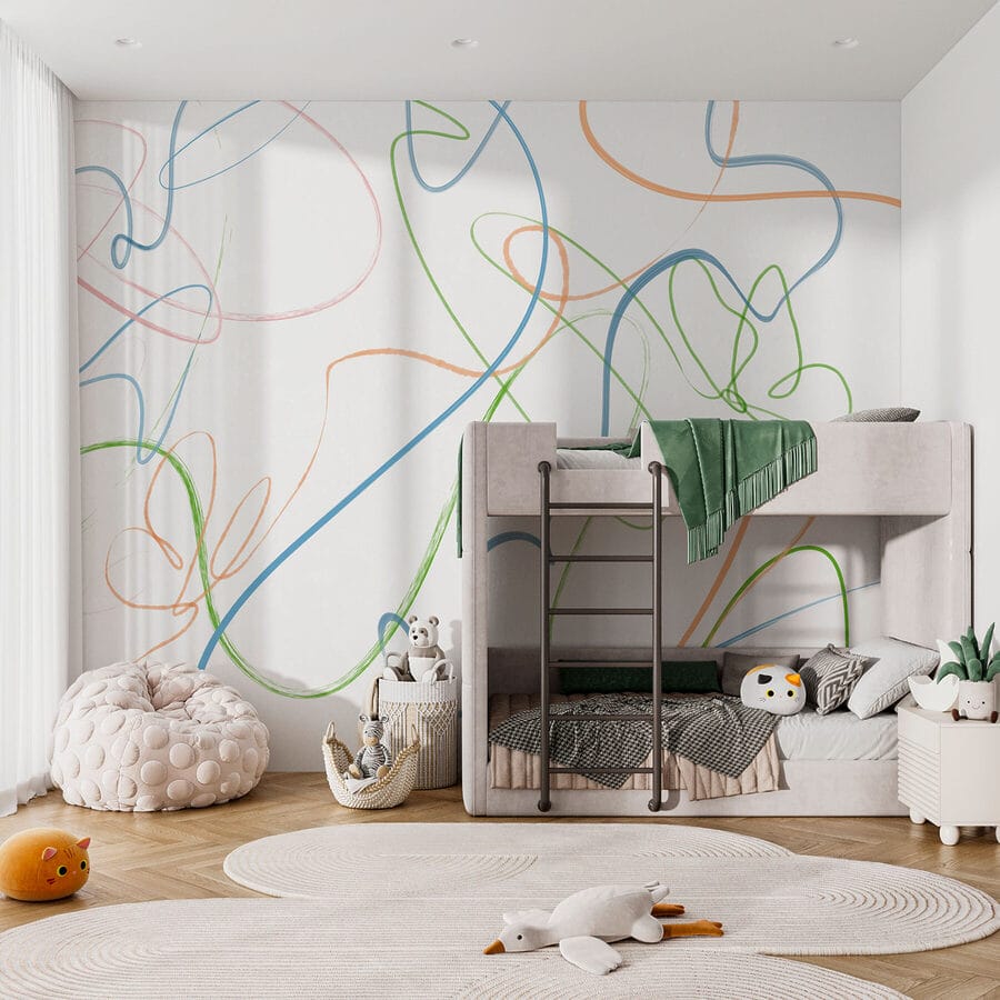 Lignes colorées sur fond blanc