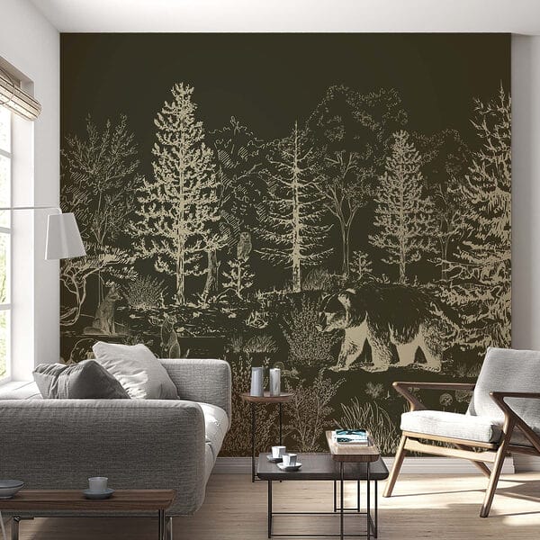 Bear walking in the woods