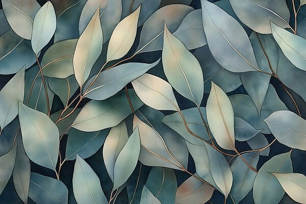 Groupe de feuilles sur fond bleu Groupe de feuilles sur fond bleu