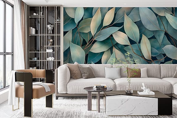 Groupe de feuilles sur fond bleu Groupe de feuilles sur fond bleu