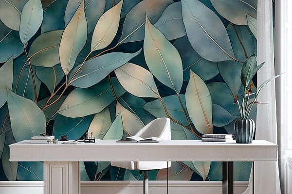 Groupe de feuilles sur fond bleu Groupe de feuilles sur fond bleu