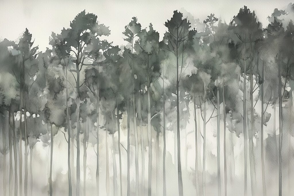 Groupe d'arbres dans le brouillard Groupe d'arbres dans le brouillard