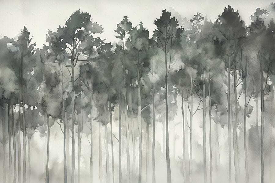 Groupe d'arbres dans le brouillard Groupe d'arbres dans le brouillard