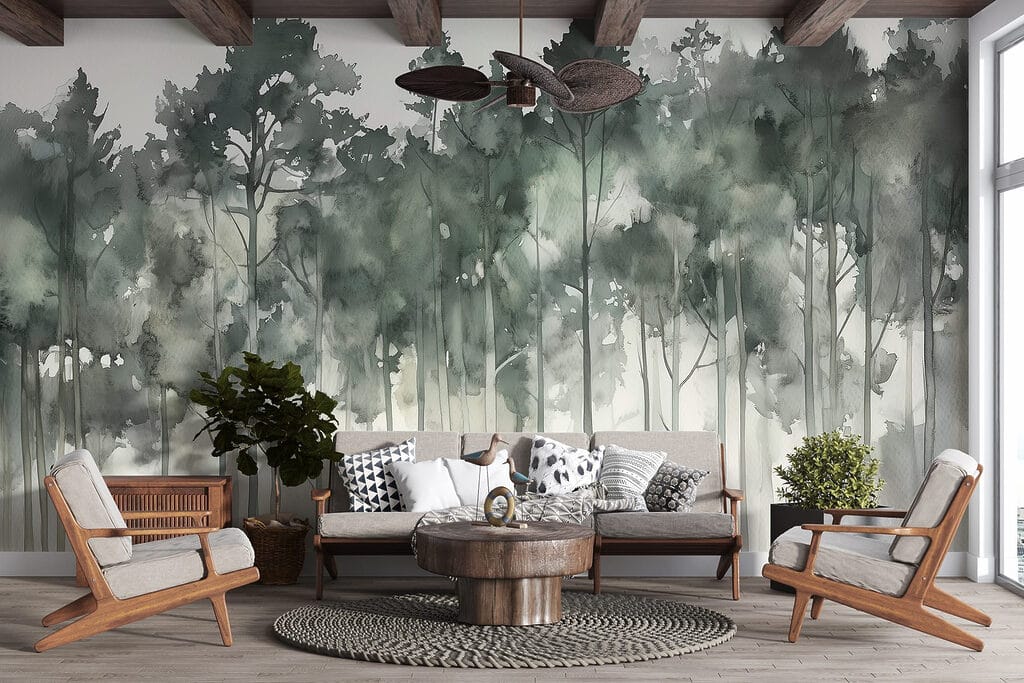 Group of trees in fog