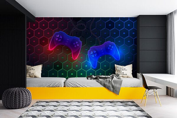 Manette de jeu sur fond d'hexagone w02904pir14r 600x400 - Manette de jeu sur fond d'hexagone