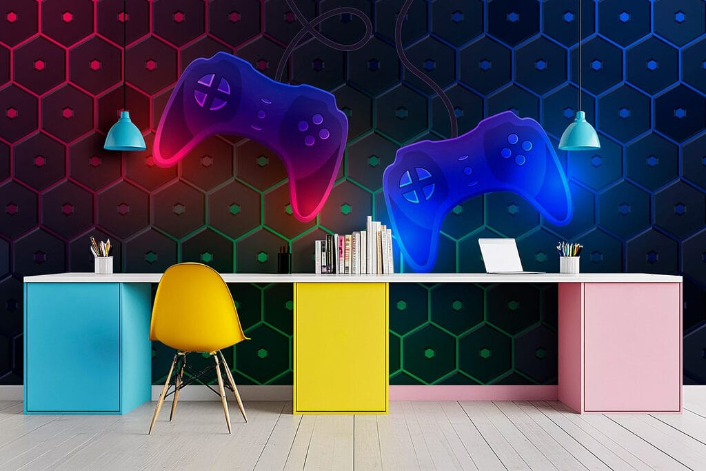 Manette de jeu sur fond d'hexagone w02904pir22r 1024x683 - Manette de jeu sur fond d'hexagone