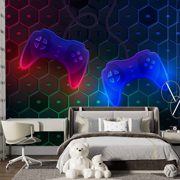 Manette de jeu sur fond d'hexagone w02904pir4ms 600x600 - Manette de jeu sur fond d'hexagone