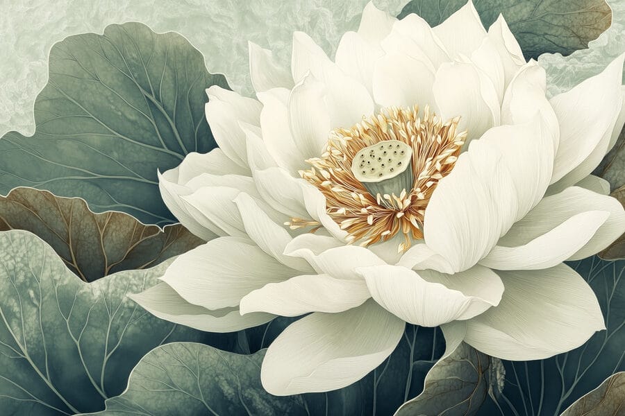 Fleur blanche avec des feuilles vertes Fleur blanche avec des feuilles vertes