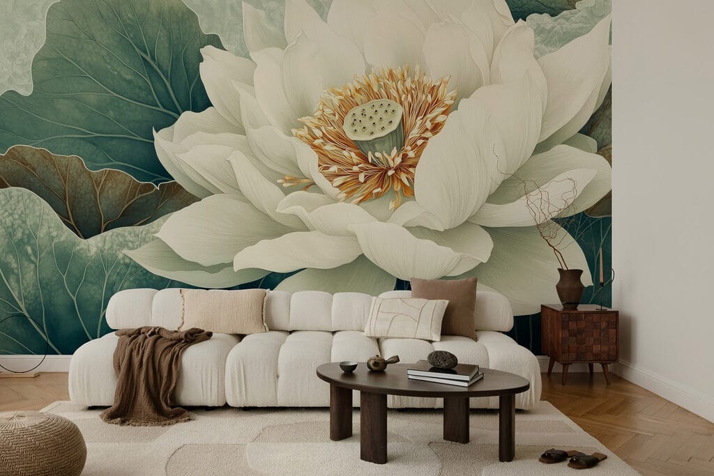 White flower with green leaves White flower with green leaves