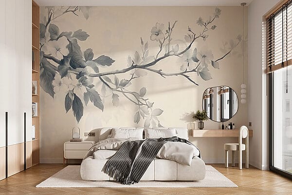 Branche avec fleurs et feuilles Branche avec fleurs et feuilles