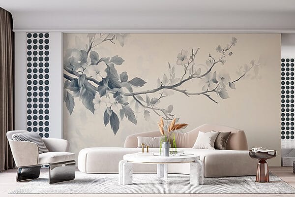 Branche avec fleurs et feuilles Branche avec fleurs et feuilles