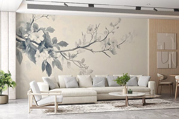 Branche avec fleurs et feuilles Branche avec fleurs et feuilles