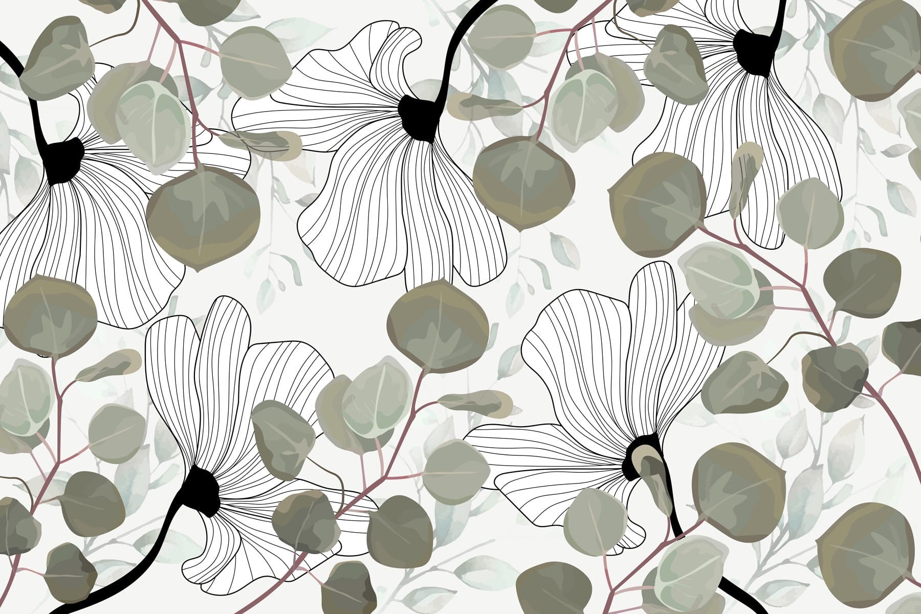 Floral pattern with leaves