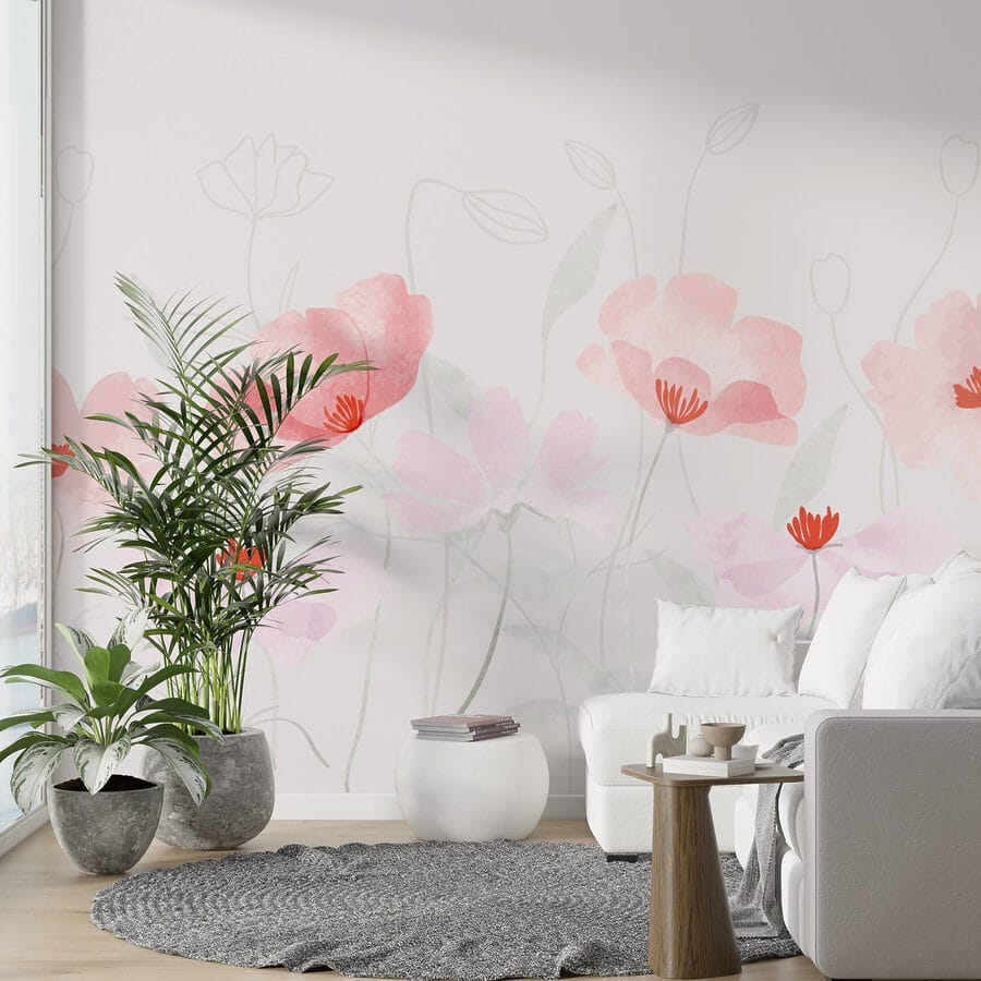 Groupe de fleurs roses