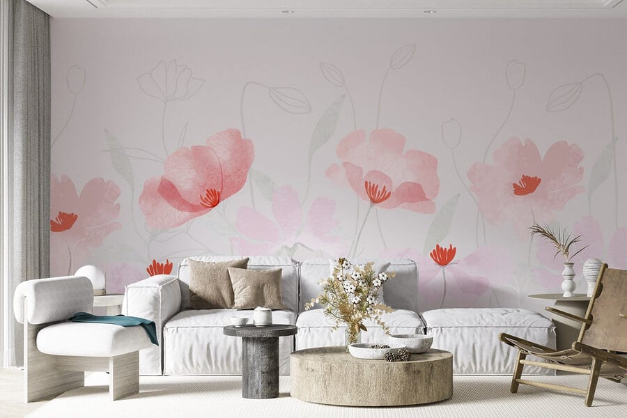 Groupe de fleurs roses