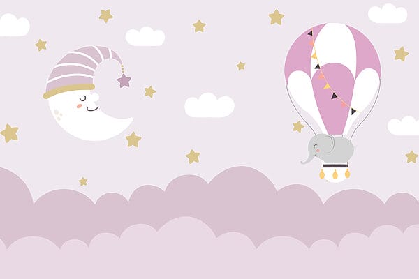 Eléphant et lune dans un ballon de baudruche Eléphant et lune dans un ballon de baudruche
