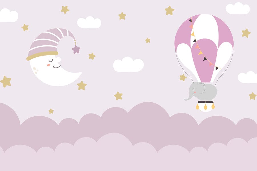 Eléphant et lune dans un ballon de baudruche