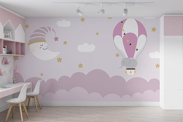Eléphant et lune dans un ballon de baudruche Eléphant et lune dans un ballon de baudruche
