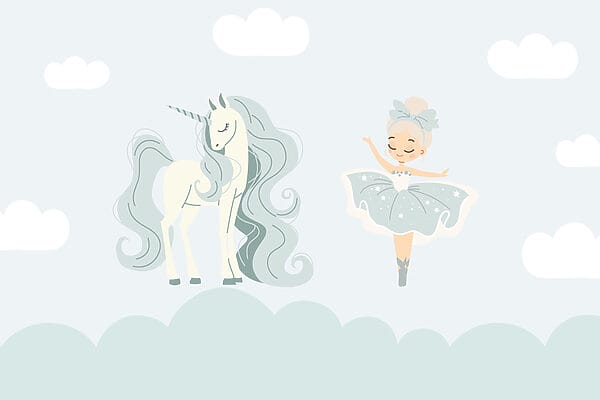 Dessin humoristique d'une fille et d'une licorne Dessin humoristique d'une fille et d'une licorne