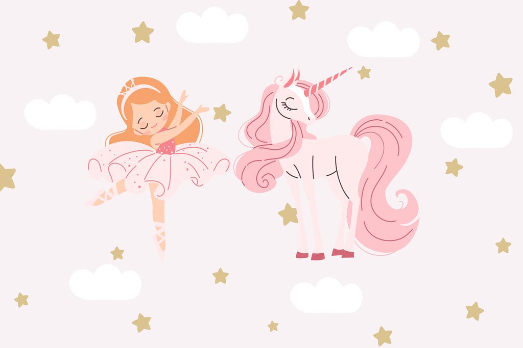 Caricature d'une danseuse de ballet et d'une licorne Caricature d'une danseuse de ballet et d'une licorne