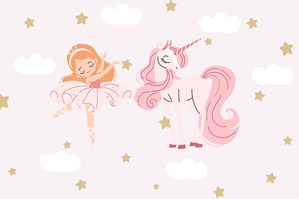 Caricature d'une danseuse de ballet et d'une licorne Caricature d'une danseuse de ballet et d'une licorne