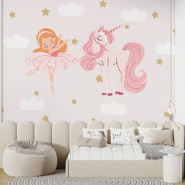 Caricature d'une danseuse de ballet et d'une licorne Caricature d'une danseuse de ballet et d'une licorne