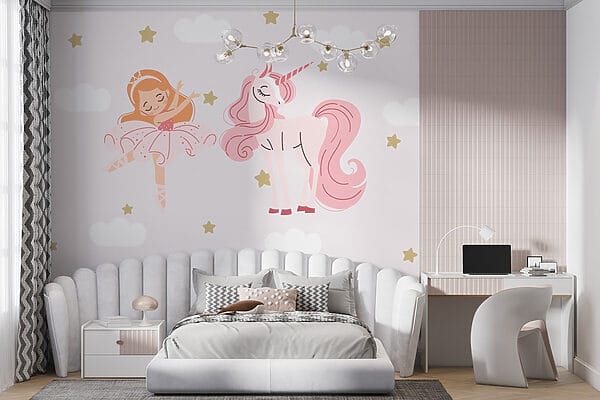 Caricature d'une danseuse de ballet et d'une licorne Caricature d'une danseuse de ballet et d'une licorne