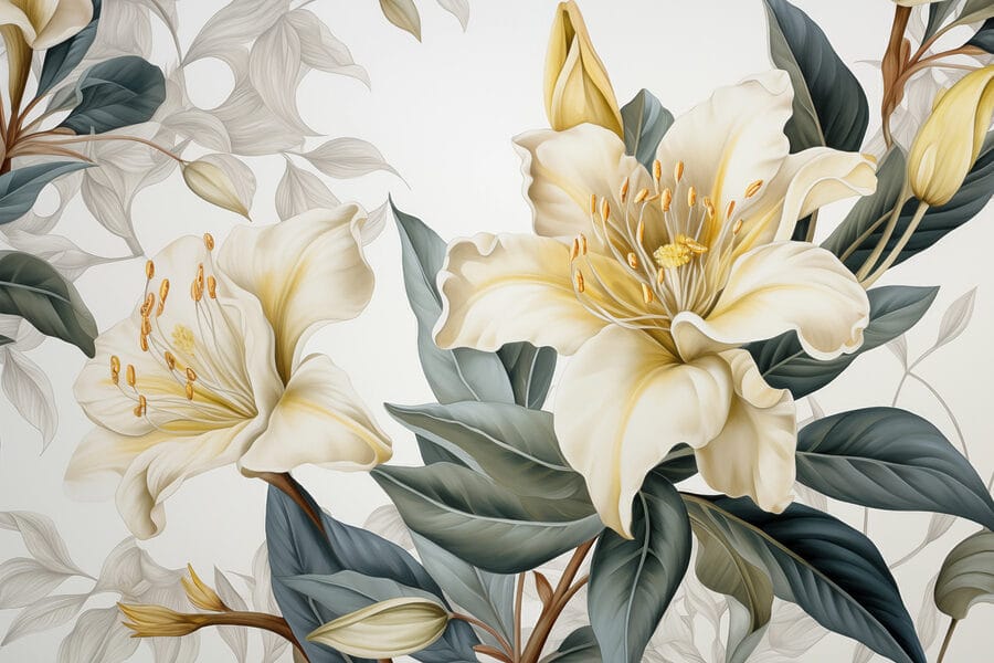 Fleurs délicates au milieu d'un feuillage luxuriant